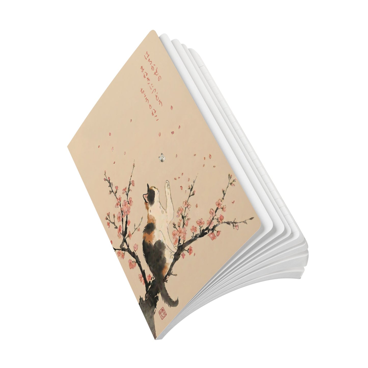 Japanese Calico Cat Cherry Blossom Softcover Journal | MU-NI Japan