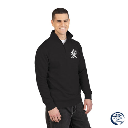 Naoe Kanetsugu Minimalist Kanji Love Samurai Unisex Fleece Pullover (Embroidery) | MU-NI Japan　　　
