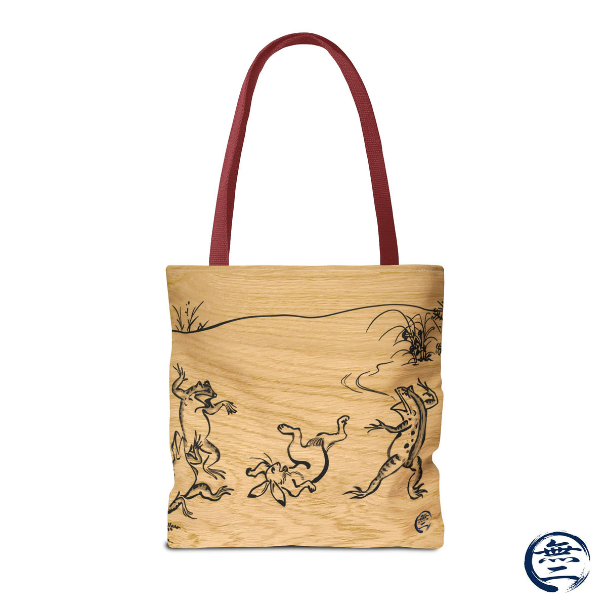 Choju Giga Tote Bag -MOKUME- Japanese Frogs and Rabbits Vintage Scroll Art | MU-NI Japan