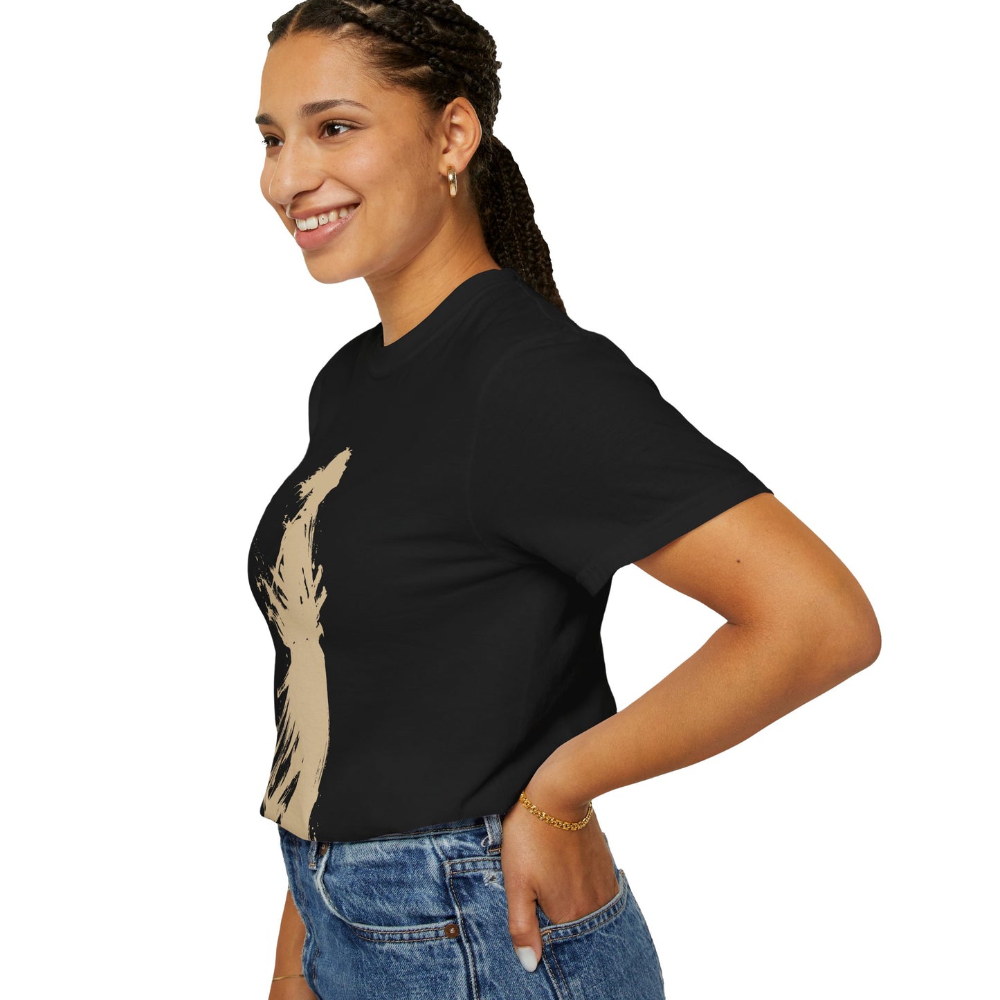 Minimalist Samurai Silhouette Zen T-Shirt - Japanese Calligraphy Kanji Shodo Art - One and Only Garment-Dyed Tee SR2U | MU-NI Japan