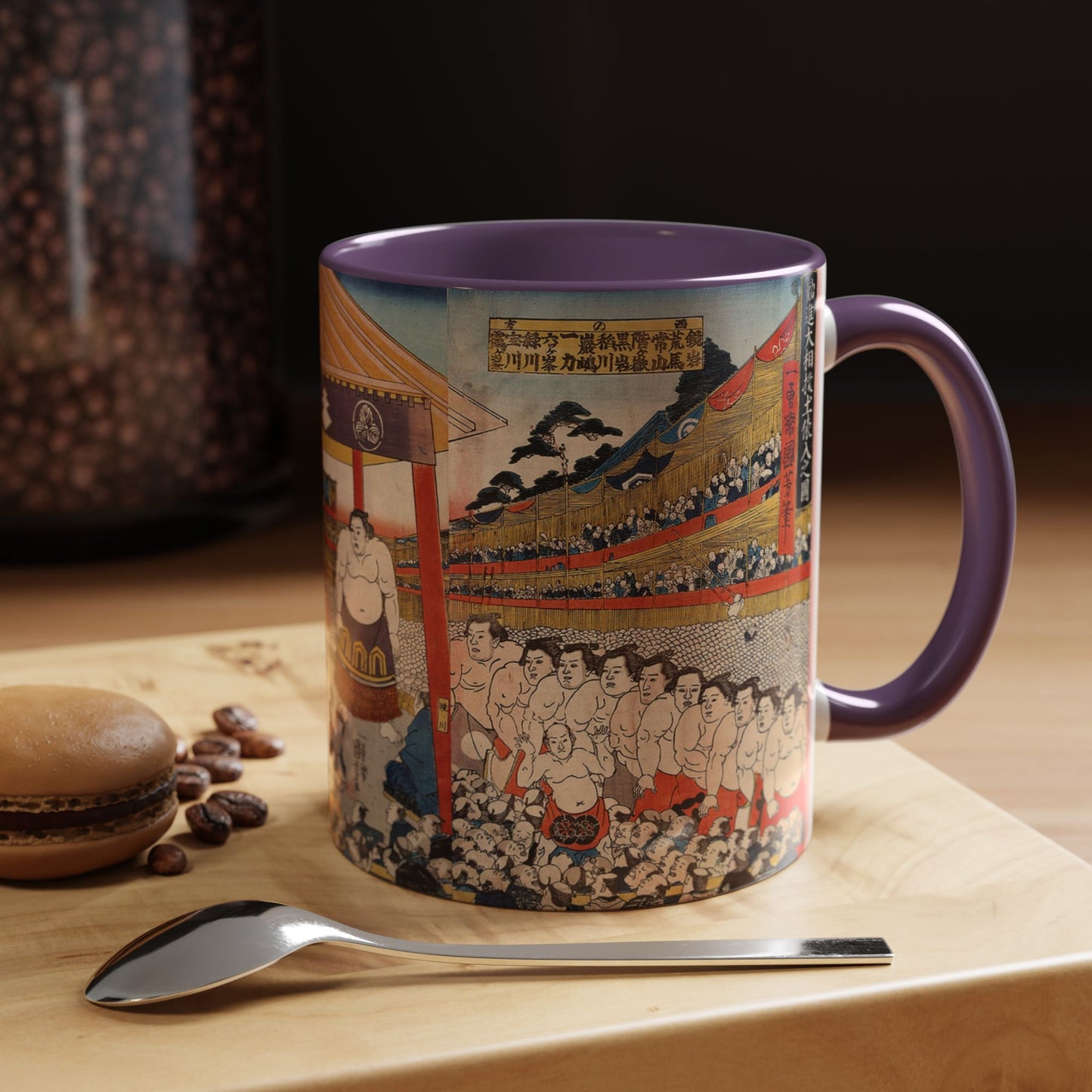 Vintage Sumo Ukiyo-e Accent Mug - Utagawa Kuniyoshi Japanese Art | RHC MU-NI Japan