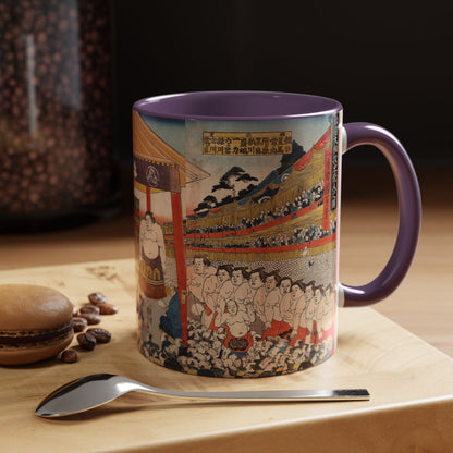 Vintage Sumo Ukiyo-e Accent Mug - Utagawa Kuniyoshi Japanese Art | RHC MU-NI Japan