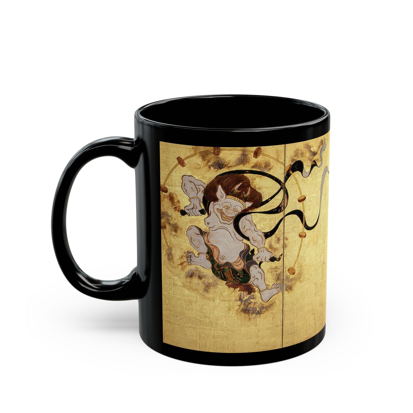 Fujin and Raijin Black Ceramic Mug 11oz - Tawaraya Sotatsu Traditional Japanese Art | RHC MU-NI Japan