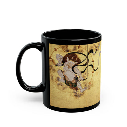 Fujin and Raijin Black Ceramic Mug 11oz - Tawaraya Sotatsu Traditional Japanese Art | RHC MU-NI Japan