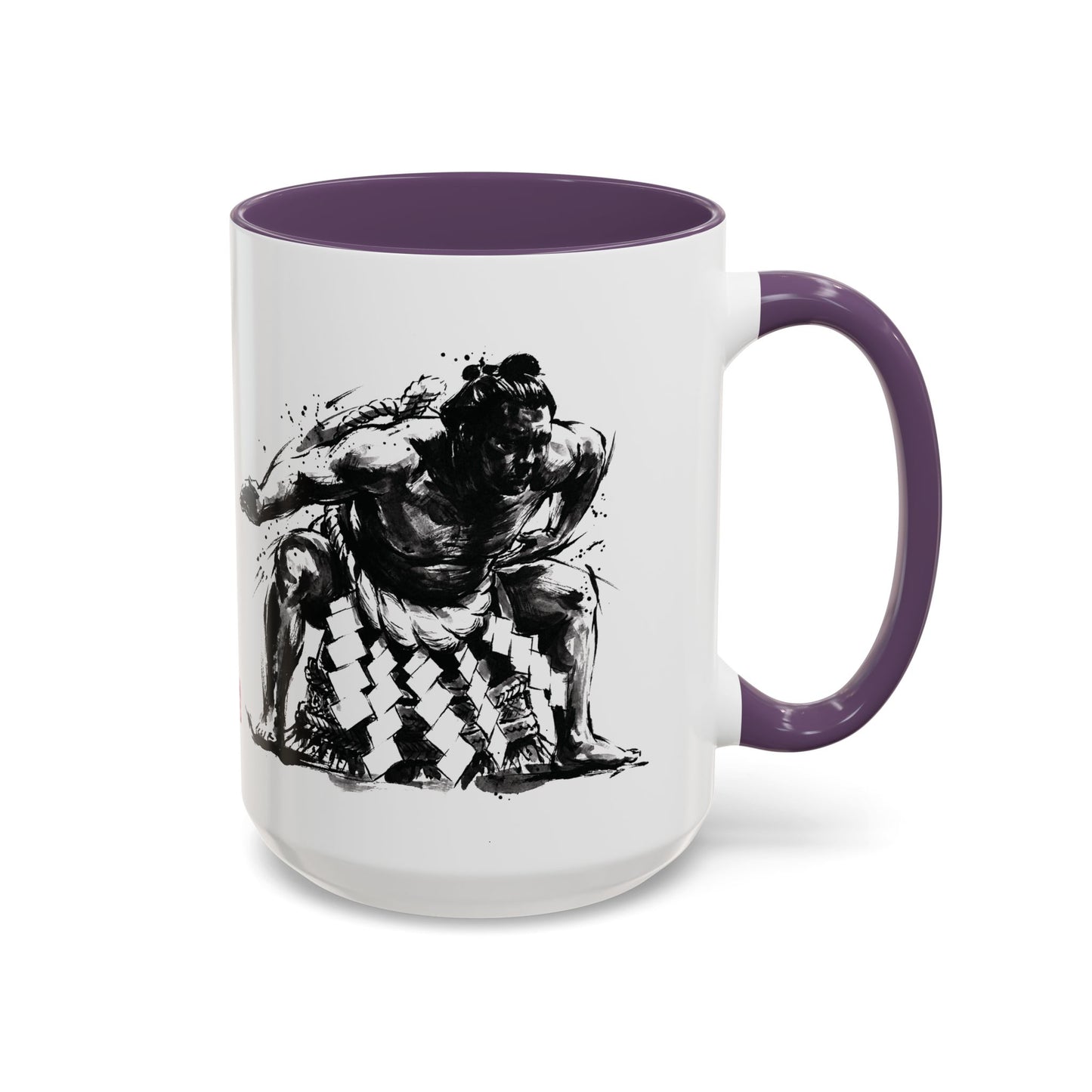 Sumo Wrestler Yokozuna Spirit Large Coffee Mug - Japanese Kanji Calligraphy Art Cup, Zen Aesthetic 15oz Japandi Gift SY1M | MU-NI Japan