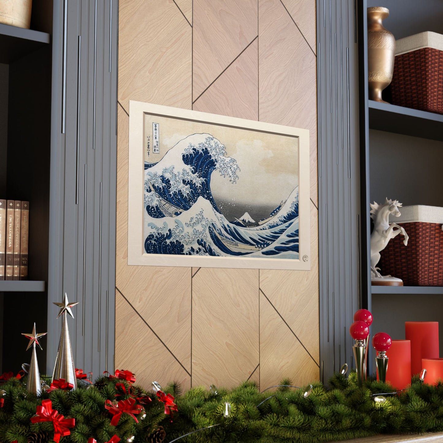 Hokusai The Great Wave Kanagawa Ukiyo-e Poster - Printed 3D Frame Effect, Vintage Japanese Wall Art | RHC MU-NI Japan