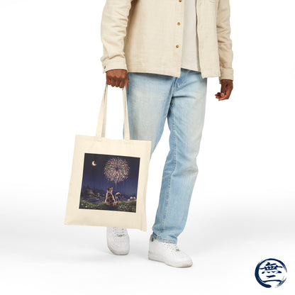 Japanese Calico Cat Fireworks Canvas Tote Bag, Nostalgic Night Sky Summer  Heavy Cotton Shoulder Bag | MU-NI Japan