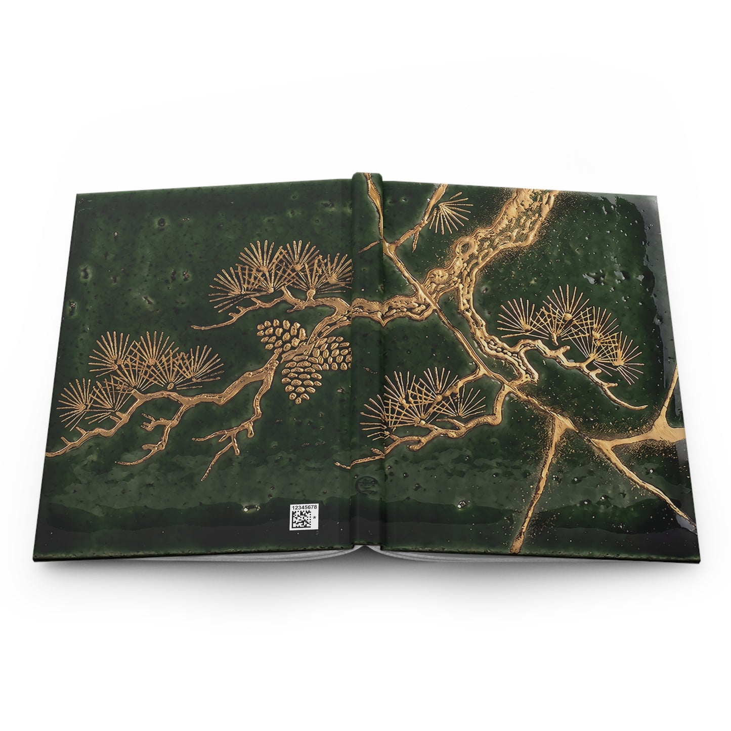 Kintsugi Pine Tree Hardcover Journal, Japanese Aesthetic Ceramic Texture Deep Green Matte Notebook | KT1J MU-NI Japan