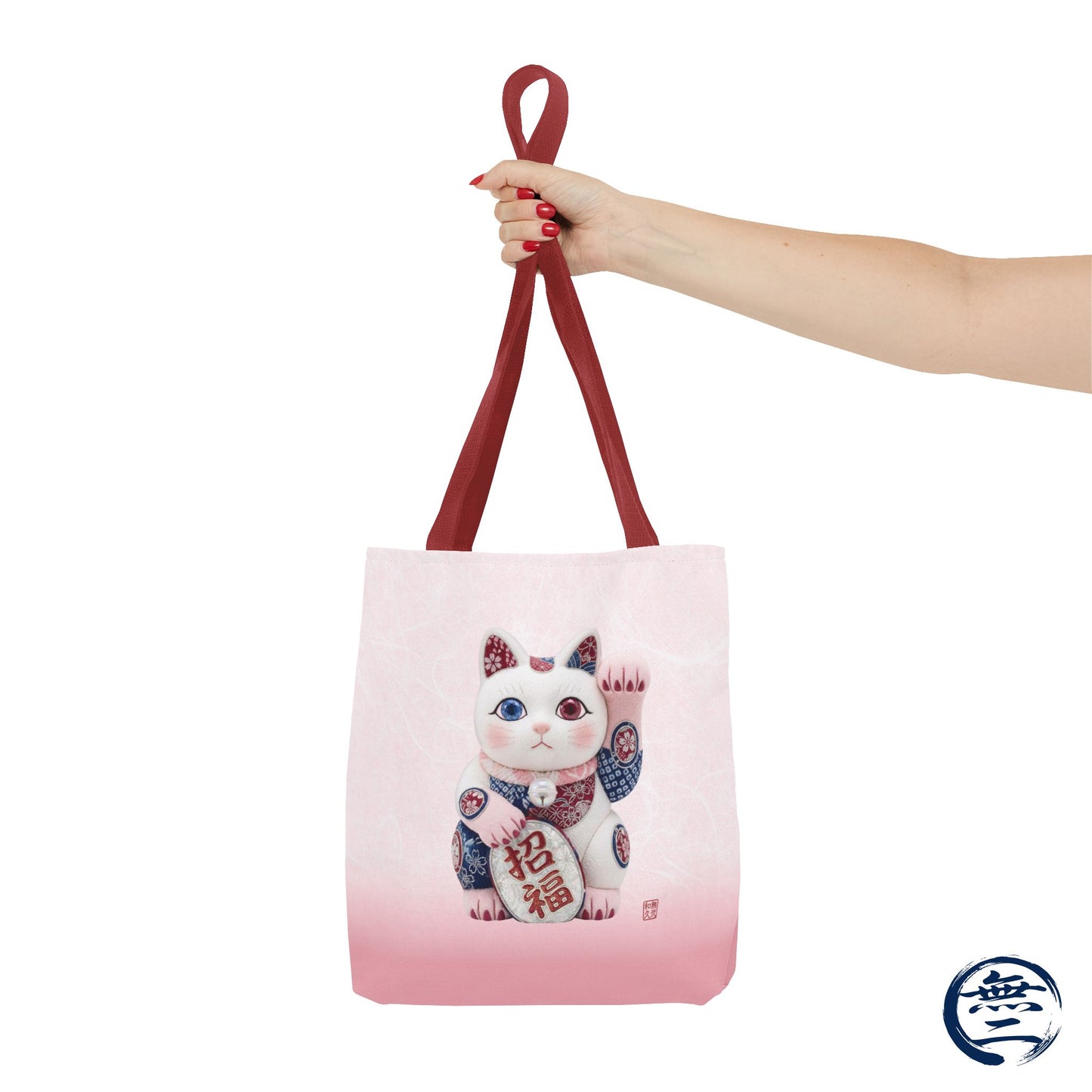 Shin-Maneki neko Modern Kimekomi Decor Style Tote Bag | Kawaii Odd-Eye & Smile Dual Design- Beckon Health and Happiness MS2D | MU-NI Japan