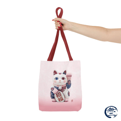 Shin-Maneki neko Modern Kimekomi Decor Style Tote Bag | Kawaii Odd-Eye & Smile Dual Design- Beckon Health and Happiness MS2D | MU-NI Japan