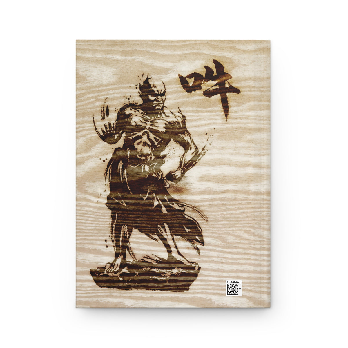 Japanese Nioh Guardian Statues Pyrography Style Matte Hardcover Journal - Zen Buddhist Art,Traditional Wood Burn Design NI3J | MU-NI Japan