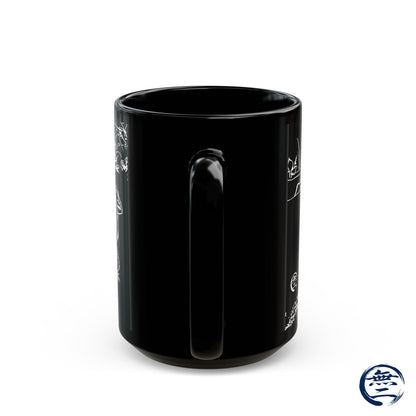 Choju-Giga Inverted Black Ceramic Mug Black Mug (11oz, 15oz), Japanese Antique Art Frog and Rabbit| RHC MU-NI Japan