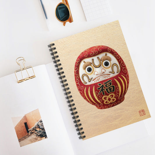 Japanese Daruma Red Modern Talisman Notebook "Fuku" | Modern Kimekomi Style Textured Art | Zen Good Luck Gift DR1I | MU-NI Japan